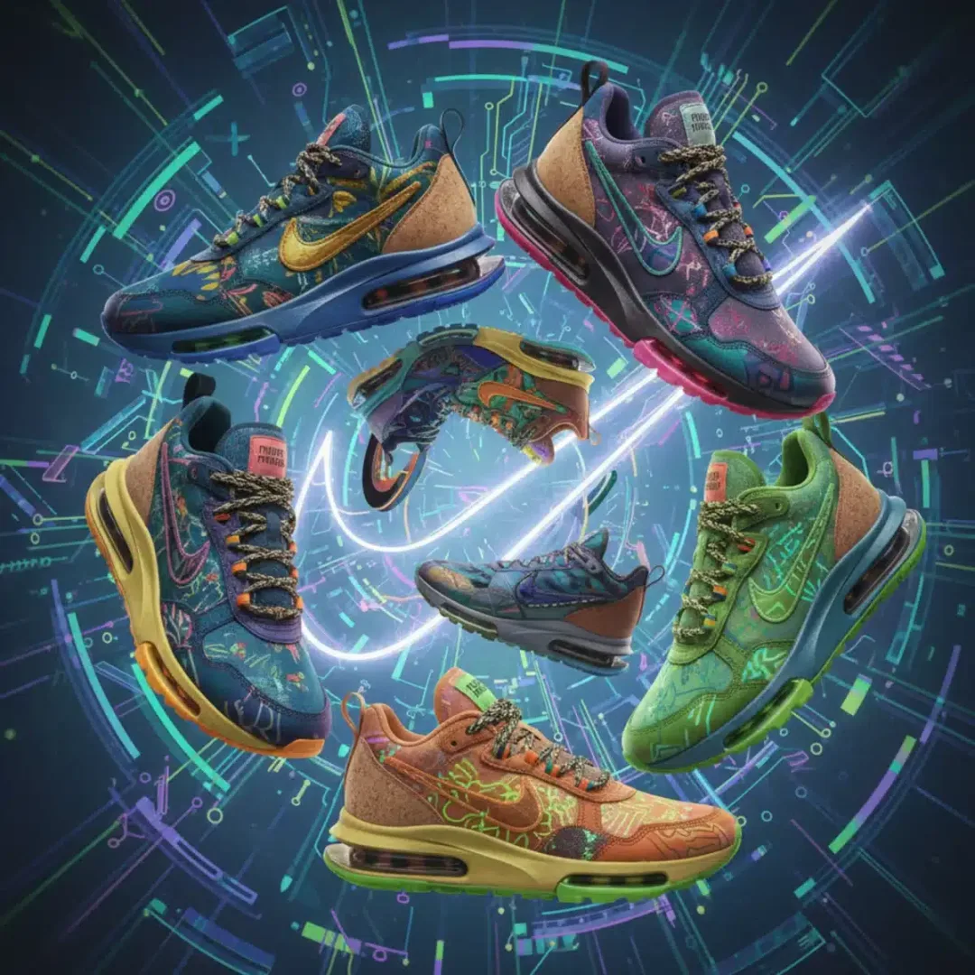 Zapatillas Nike By You personalizadas con materiales innovadores y colores vibrantes para 2025, mostrando las nuevas opciones de diseño.