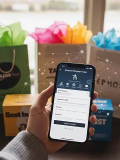 Persona usando la aplicación Amazon Shopper Panel en Estados Unidos para ganar recompensas.
