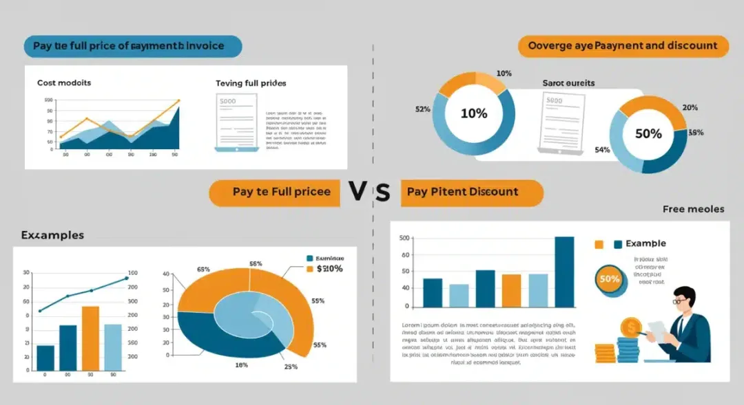 Infografía comparativa: pago completo vs. descuento por pronto pago