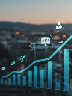 Gráfico financiero mostrando optimización y crecimiento en marketing de influencia en España