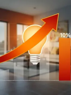 Gráfico que ilustra el aumento del 10% en el coste de la energía afectando a los hogares españoles.