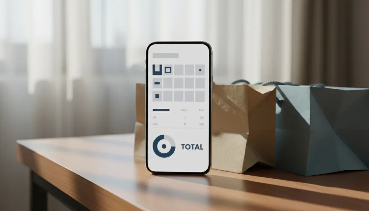 Pantalla de teléfono celular con un recibo de compra digital desglosado.