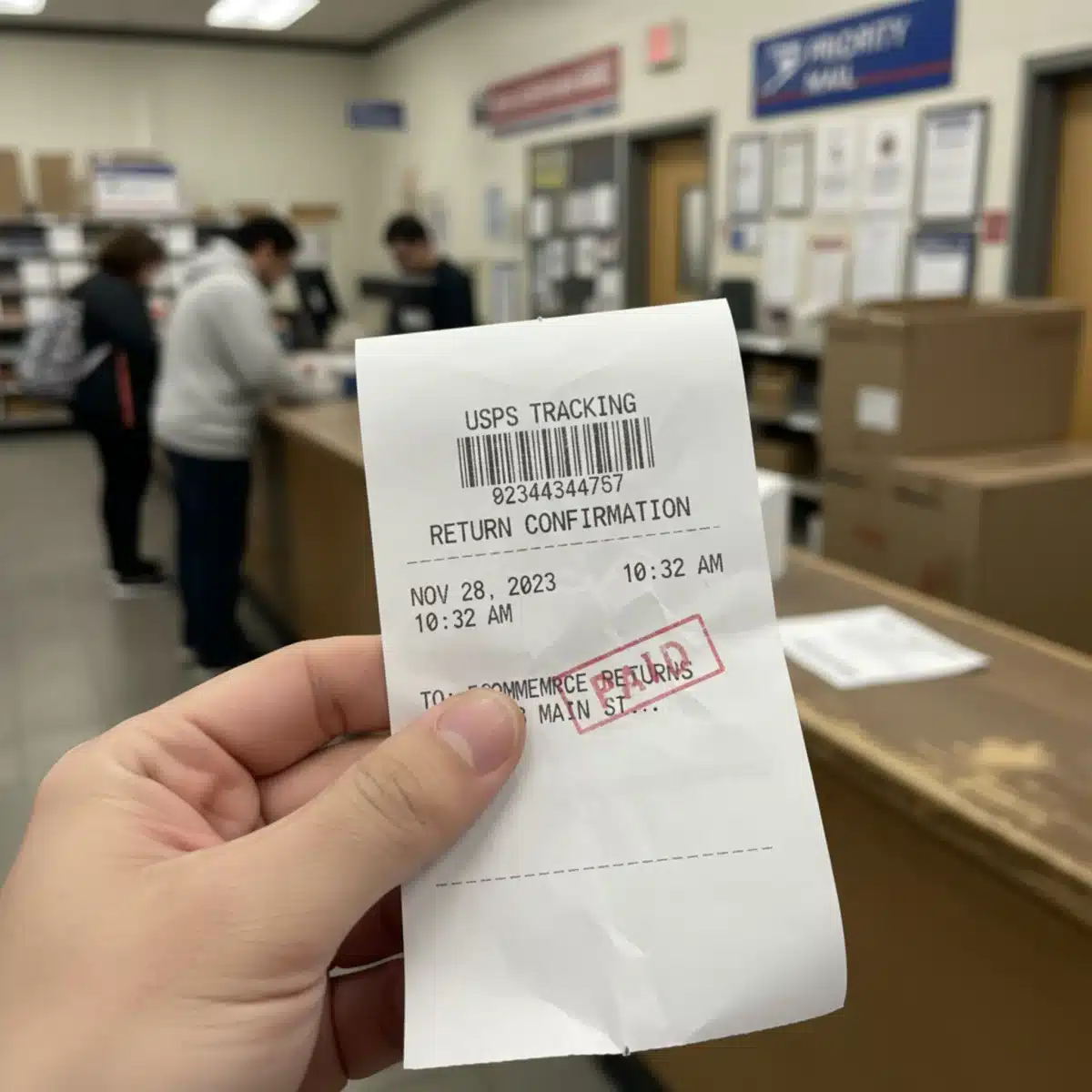 Comprobante de envío de un paquete de devolución de SHEIN en la oficina de correos
