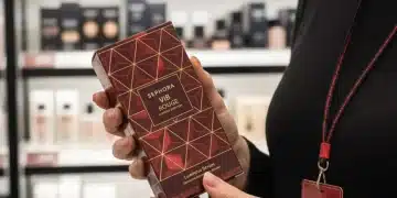Miembro VIB Rouge de Sephora explorando un nuevo producto exclusivo.