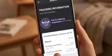 Pantalla de smartphone con la interfaz de seguimiento de pedidos de SHEIN mostrando el estado del envío.