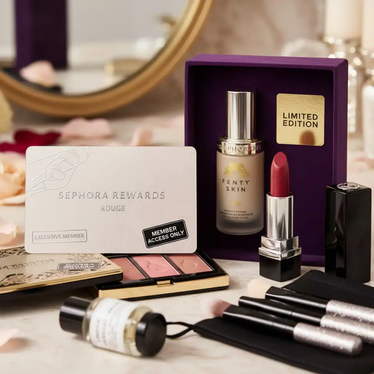 Tarjeta de fidelización junto a productos exclusivos de Sephora.