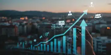 Gráfico financiero mostrando optimización y crecimiento en marketing de influencia en España