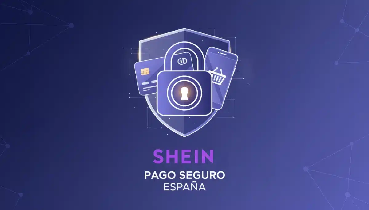 Icono de candado sobre tarjeta de crédito y móvil, simbolizando la seguridad en los pagos y la protección de datos al comprar en SHEIN.