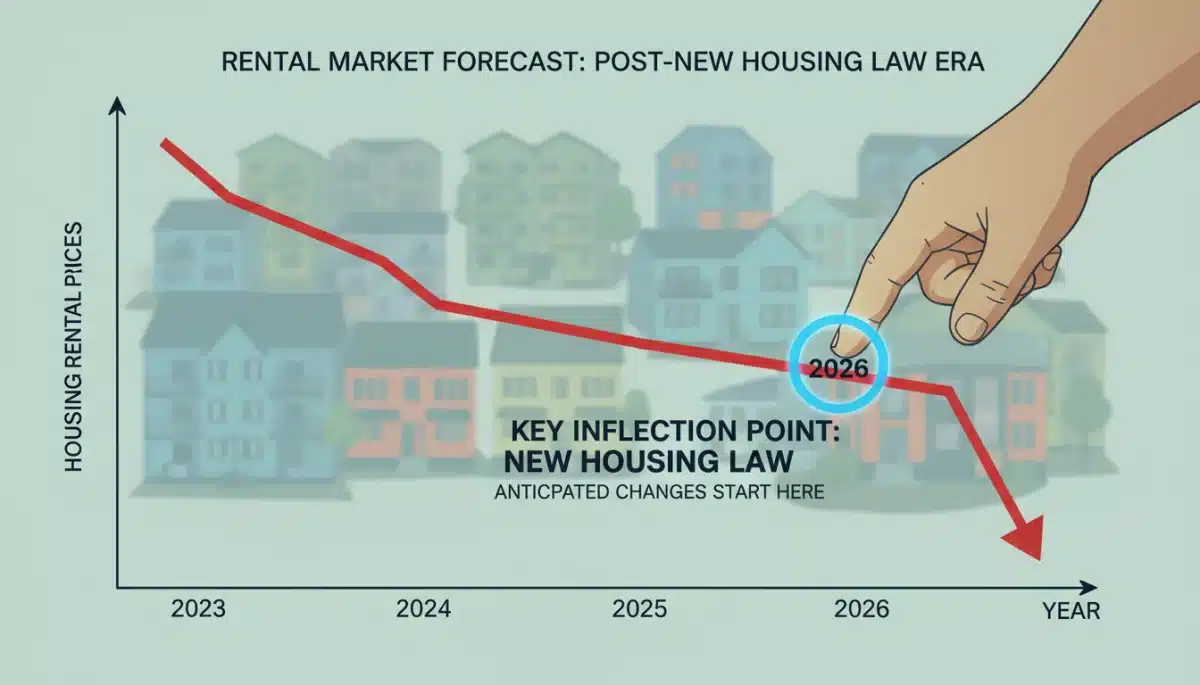 Gráfico que muestra la proyección de los precios de alquiler tras la implementación de la Ley de Vivienda de 2026.