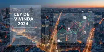 Skyline de Madrid al anochecer, simbolizando el impacto de la nueva Ley de Vivienda de 2026 en el mercado inmobiliario español.