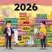 Persona sonriendo junto a productos con grandes descuentos y la bandera de España, simbolizando el ahorro en 2026.