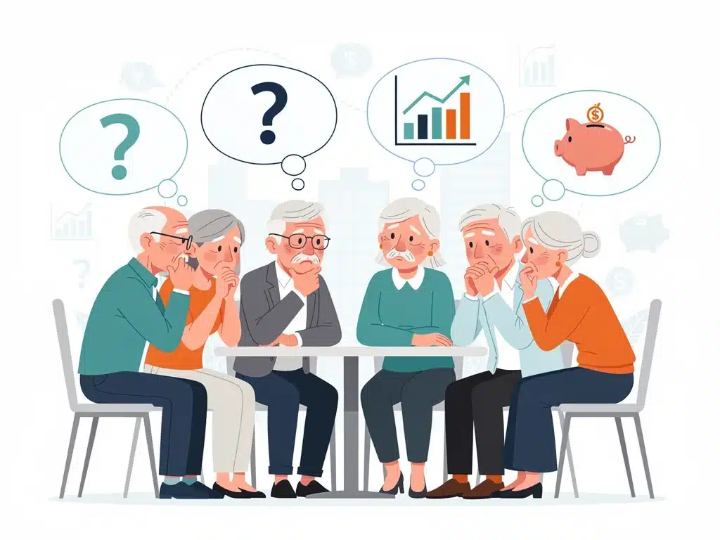 Jubilados preocupados discutiendo sobre el futuro de sus pensiones