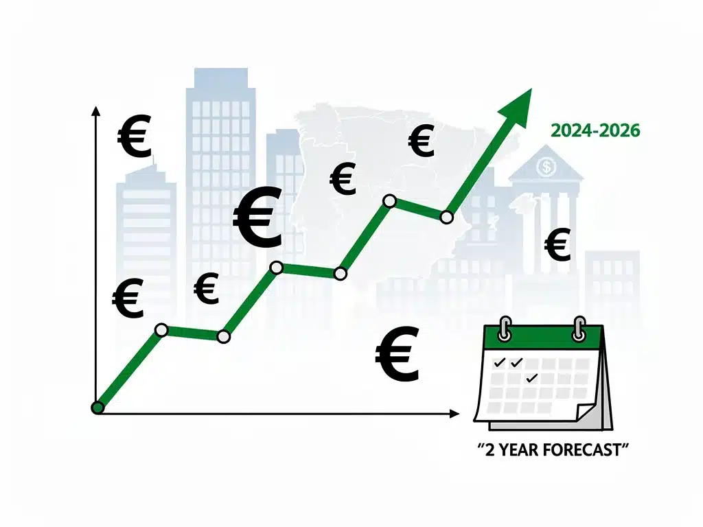 Gráfico de proyecciones económicas para la deuda española en los próximos dos años.